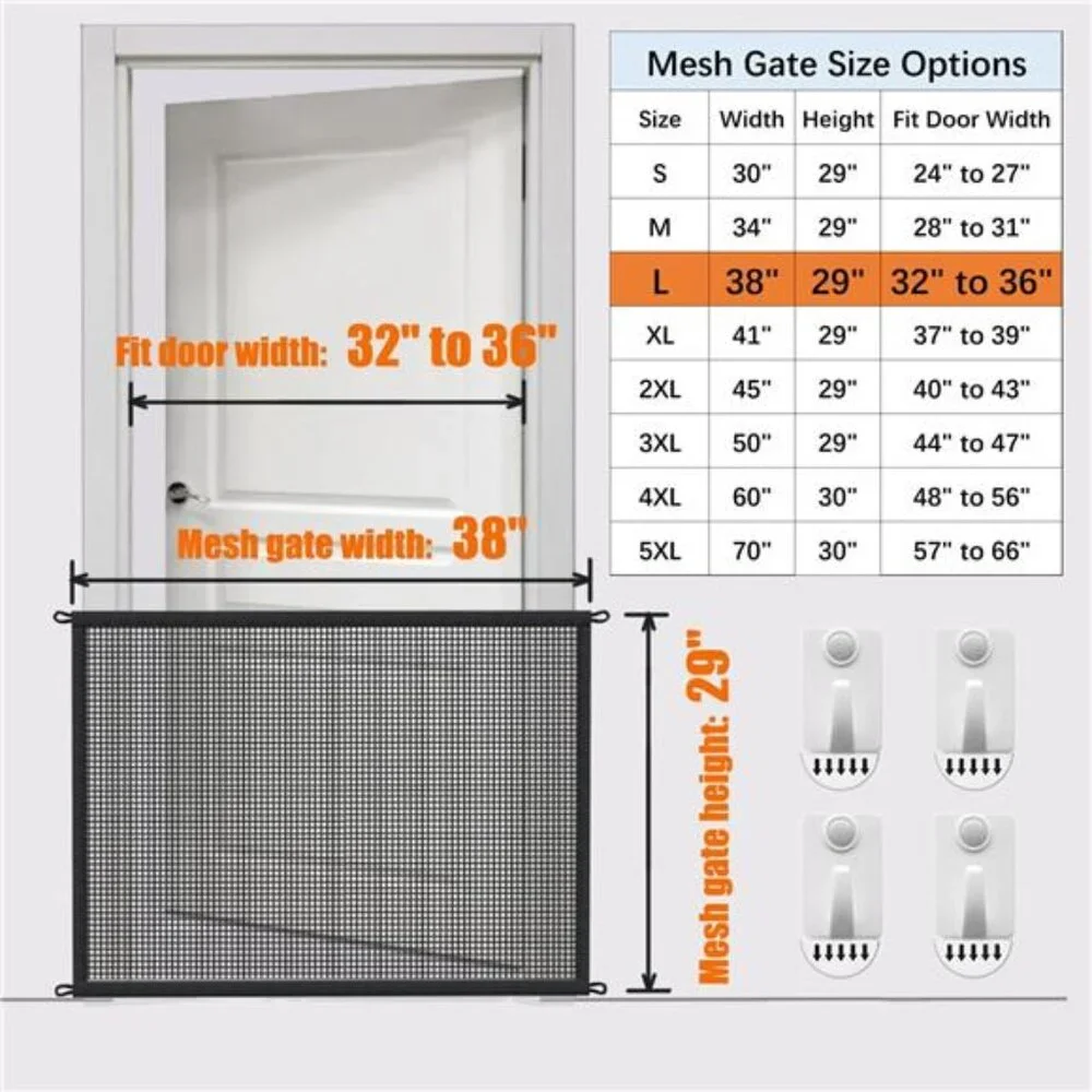 Dog Gate for Stairs Pet Gates for The House: Dogs Screen Mesh Gate for Doorways
